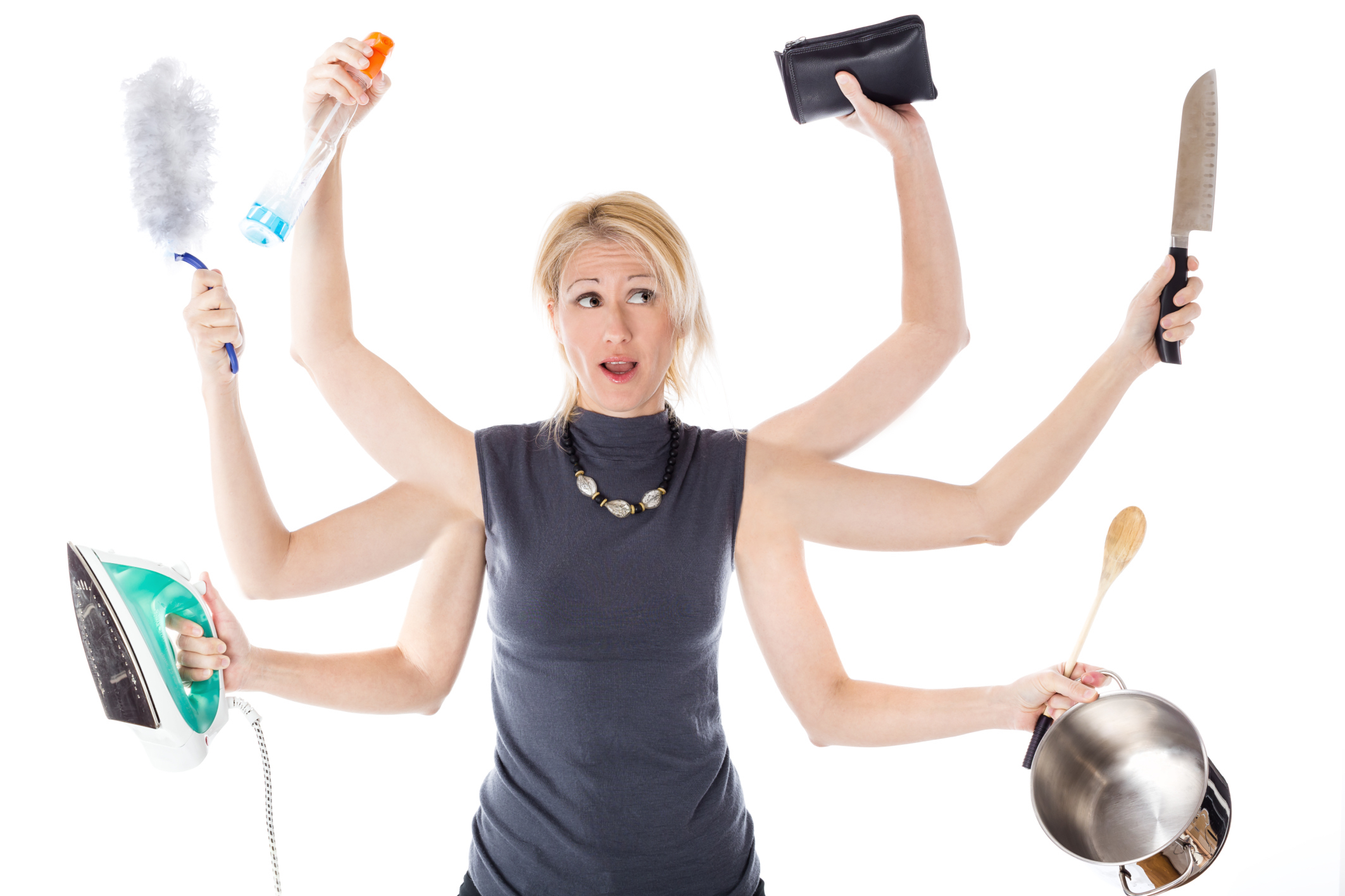 Image of a woman juggling work and family responsibilities
