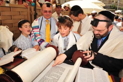 Boys Studying for Bar Mitzvah