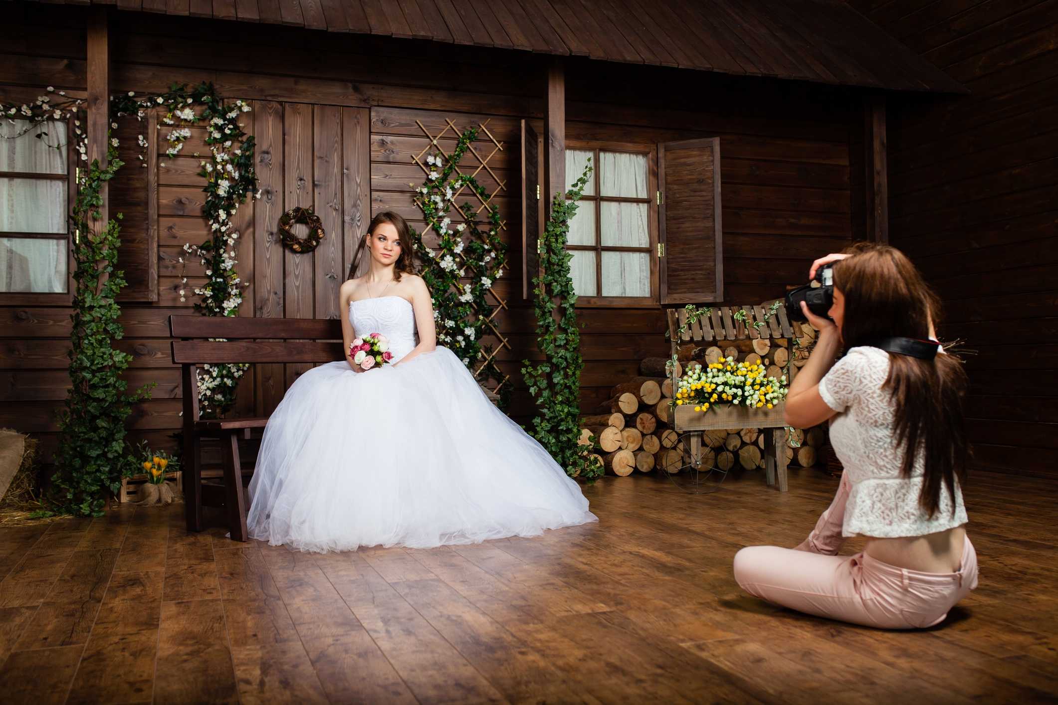 A bride poses for her wedding photography.