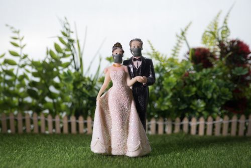 Bride and Groom With Face Masks