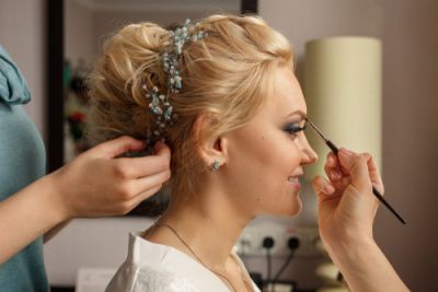 Bride Having Makeup Done