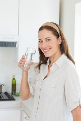A Bride-to-Be Drinking a Glass of Water