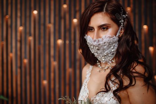 Bride Wearing a Jeweled Mask