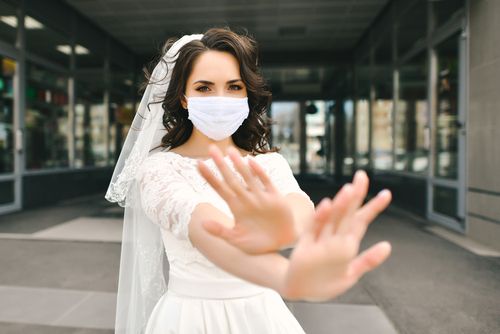 Bride Wearing a Mask