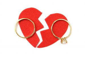 Wedding rings atop a broken heart