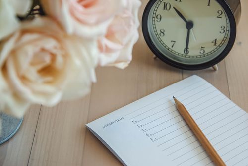 Clock, Flowers and Checklist
