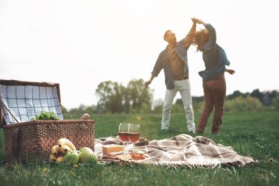 Couple Celebrating With a Picnic