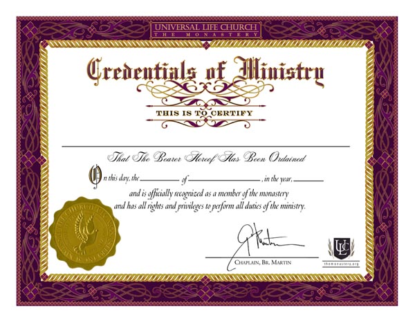 ordained ministers licence