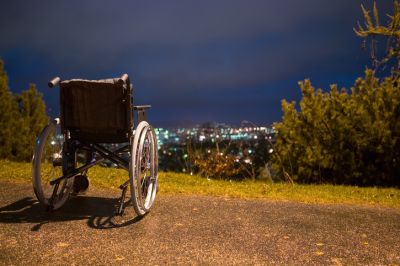 Empty Wheelchair and Skyline