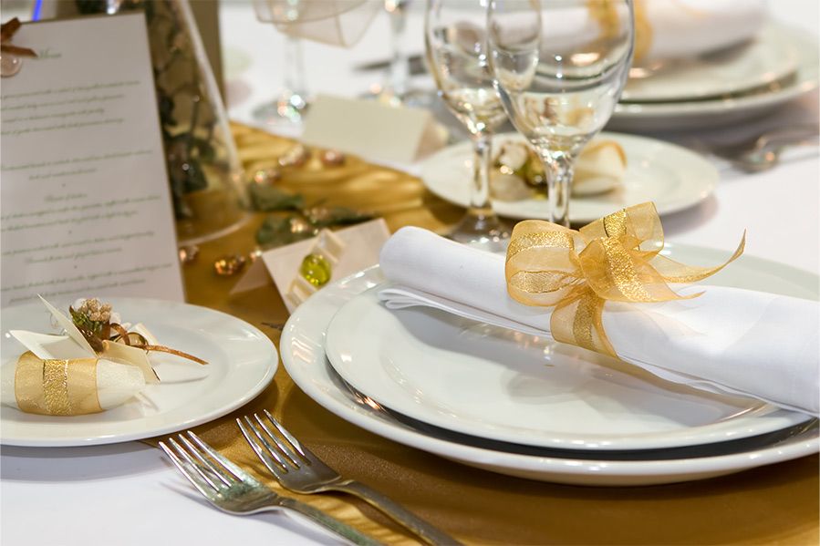 plates and menu at fall wedding