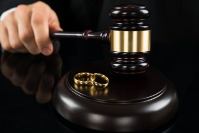 Gavel and Two Wedding Rings