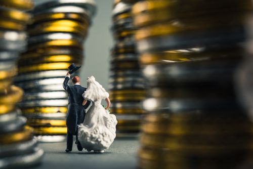 Groom and Bride Among Coins