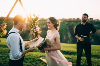 Groom Reading His Wedding Vows