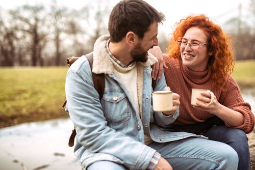Happy Couple Having Coffee