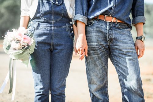 Jeans-Clad Bride and Groom