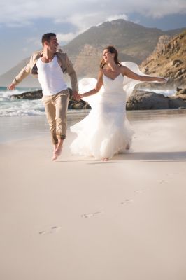 Bride and Groom on the Beach