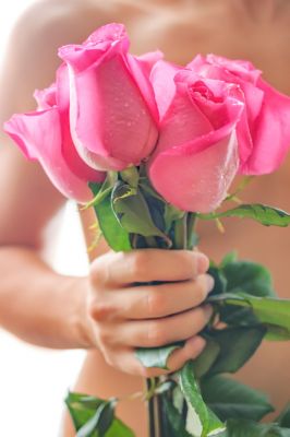 Naked Person Holding Roses