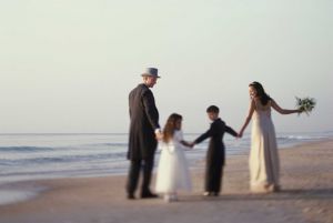 Portrait of Family on Beach Together