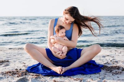 Woman and Child Practicing Yoga
