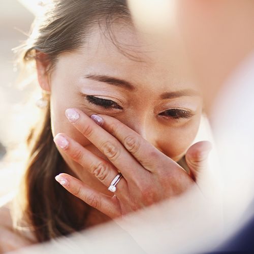 woman crying at her wedding