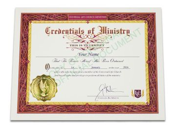 About the ULC Ordination Certificate