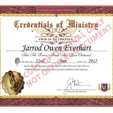 Jarrod, ULC Minister