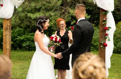 A licensed minister wedding a couple