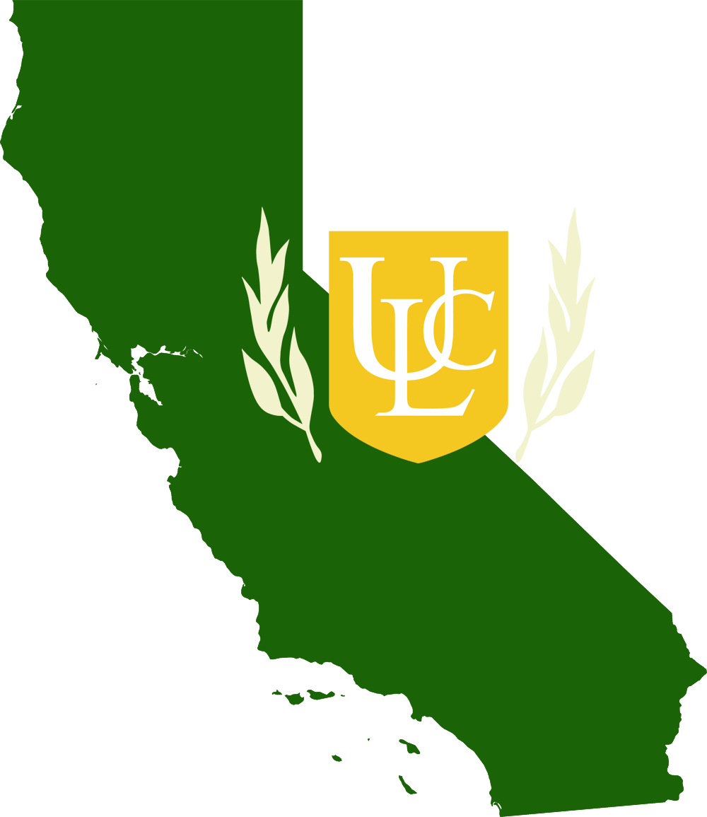 An outline of CA with the ULC logo