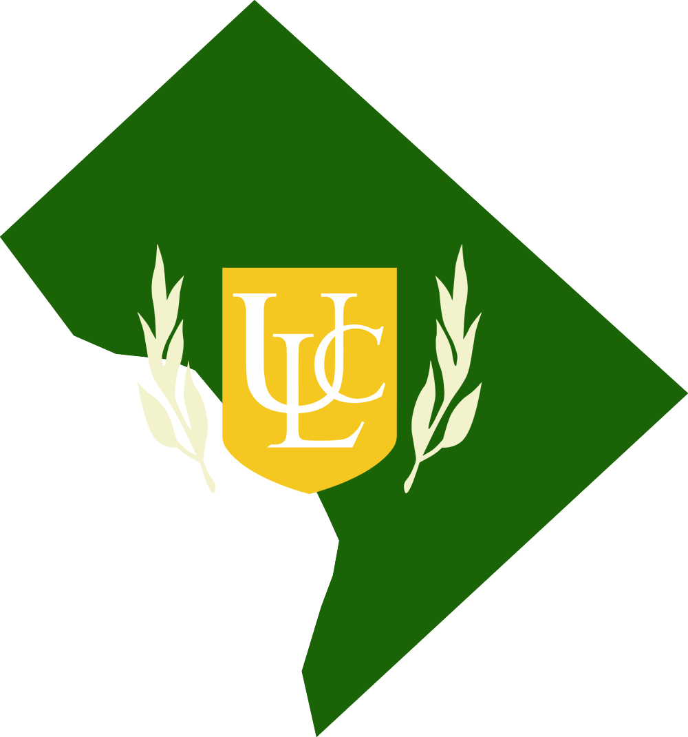 An outline of DC with the ULC logo