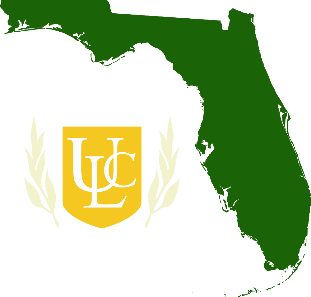An outline of FL with the ULC logo