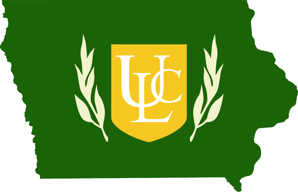 An outline of IA with the ULC logo