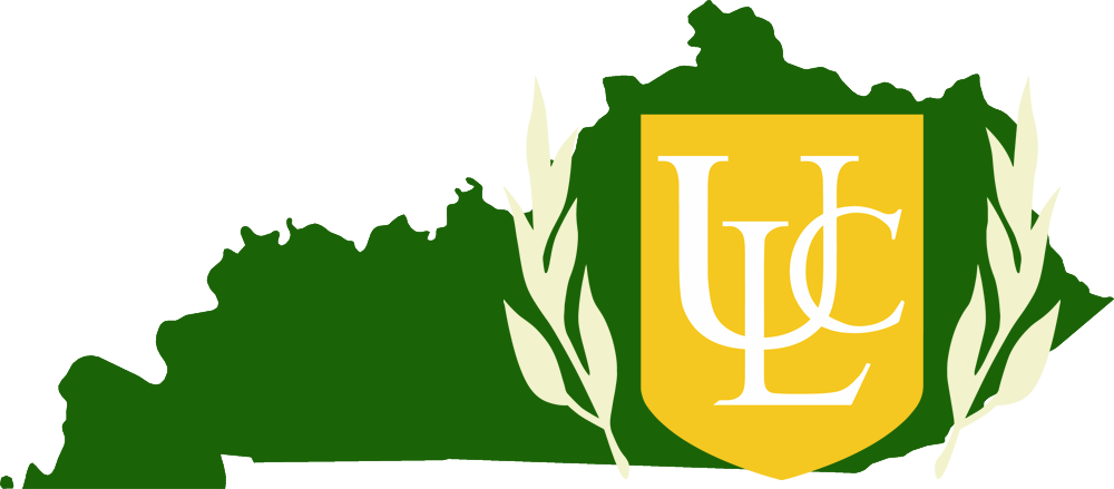 An outline of KY with the ULC logo