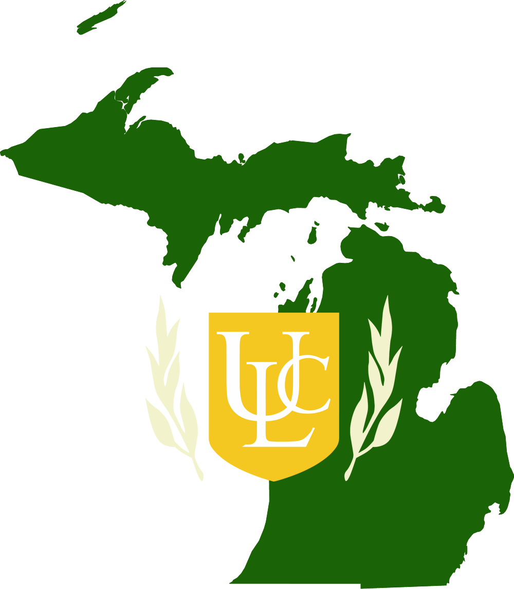 An outline of MI with the ULC logo