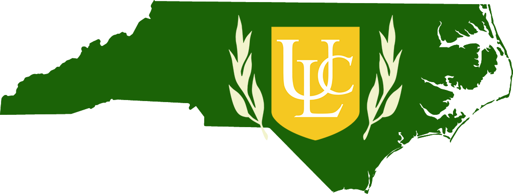 An outline of NC with the ULC logo