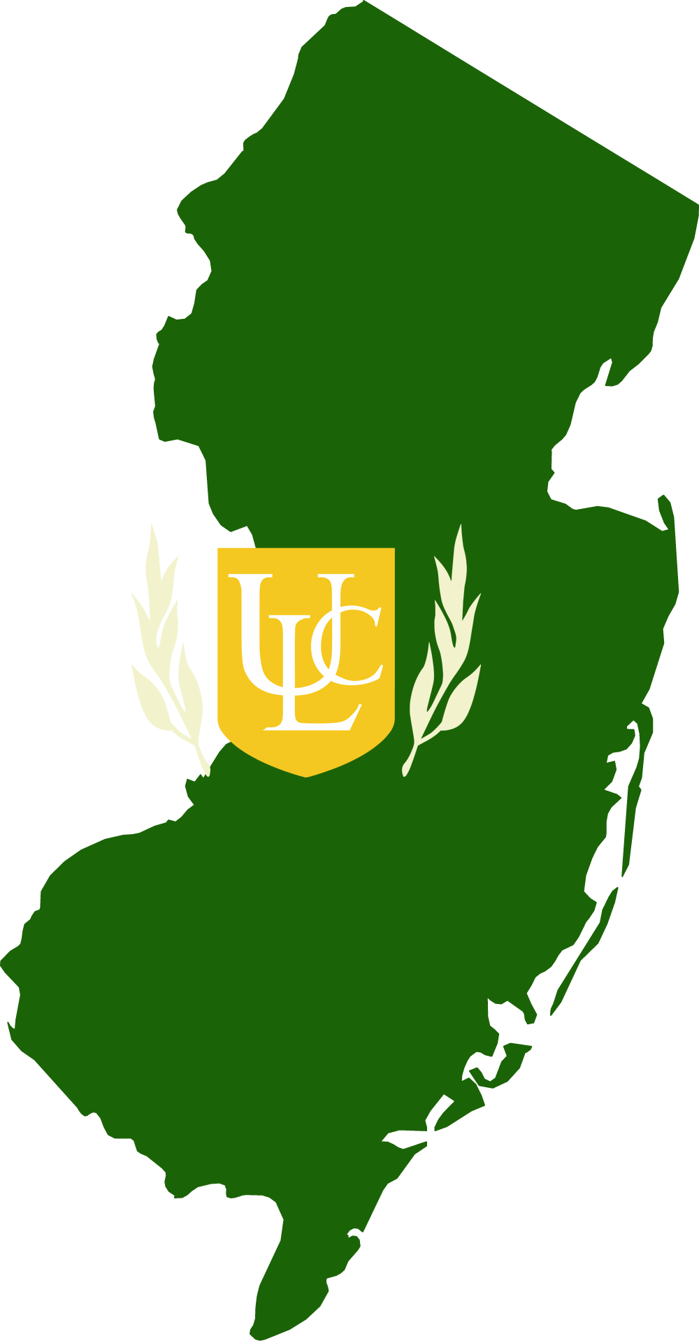 An outline of NJ with the ULC logo