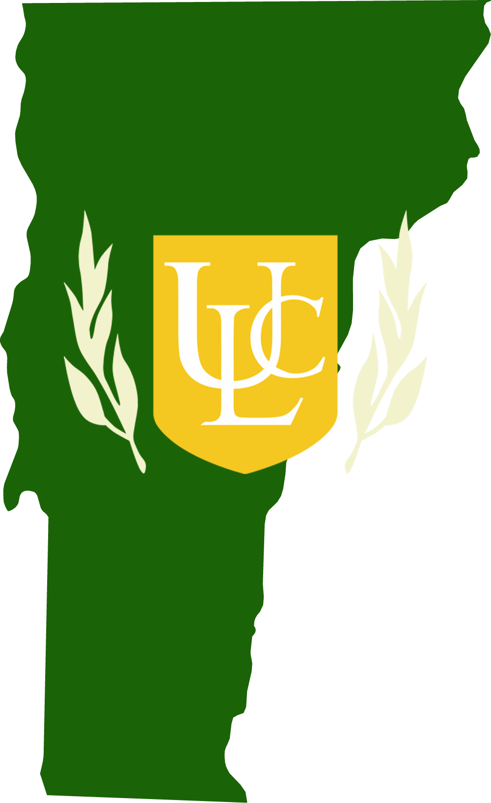 An outline of VT with the ULC logo