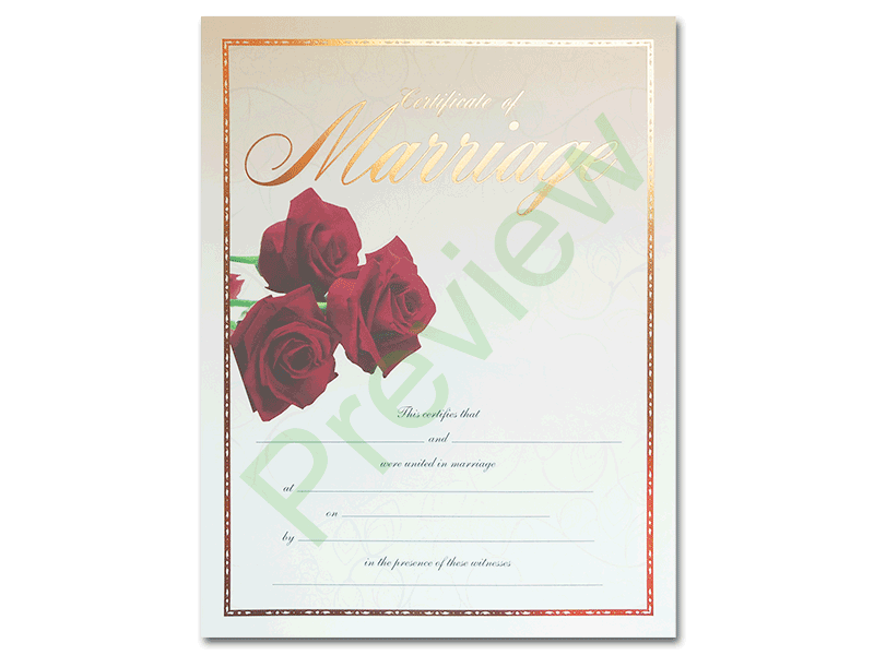 Pure Rose Romance Marriage Certificate 